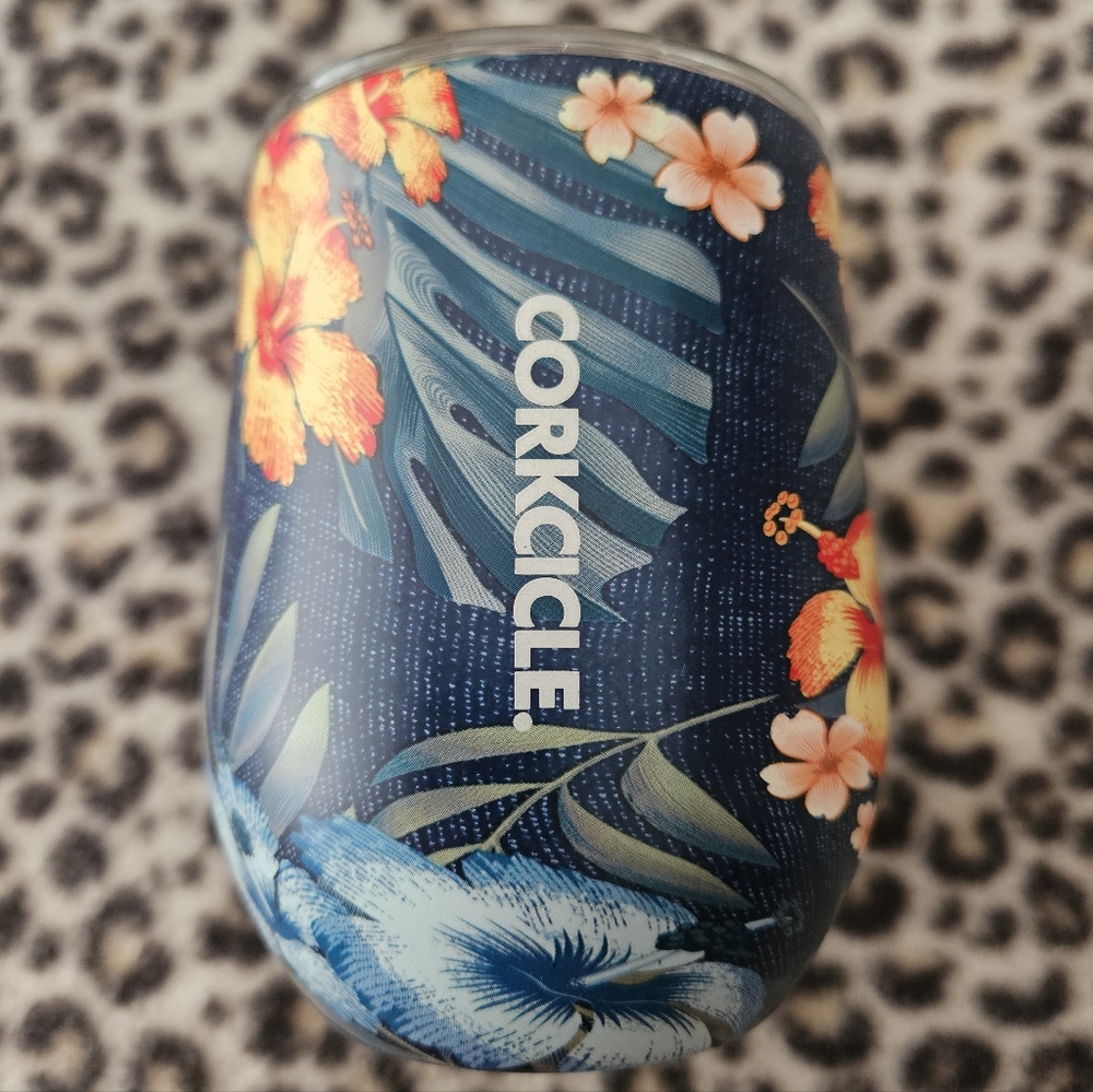 Corkcicle Tropical Floral Stemless Cup Insulated Wine Tumbler (12 oz.), Like New - Picture 2 of 8